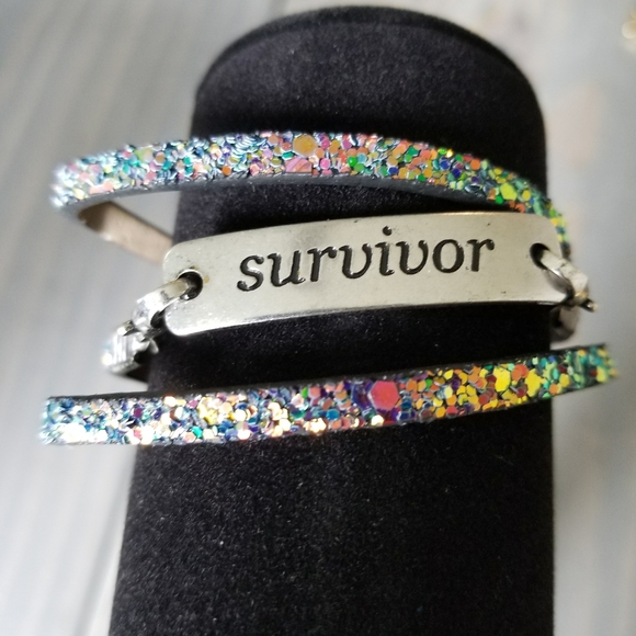 Breast Cancer Iridescent Wrap Bracelet - Picture 3 of 3